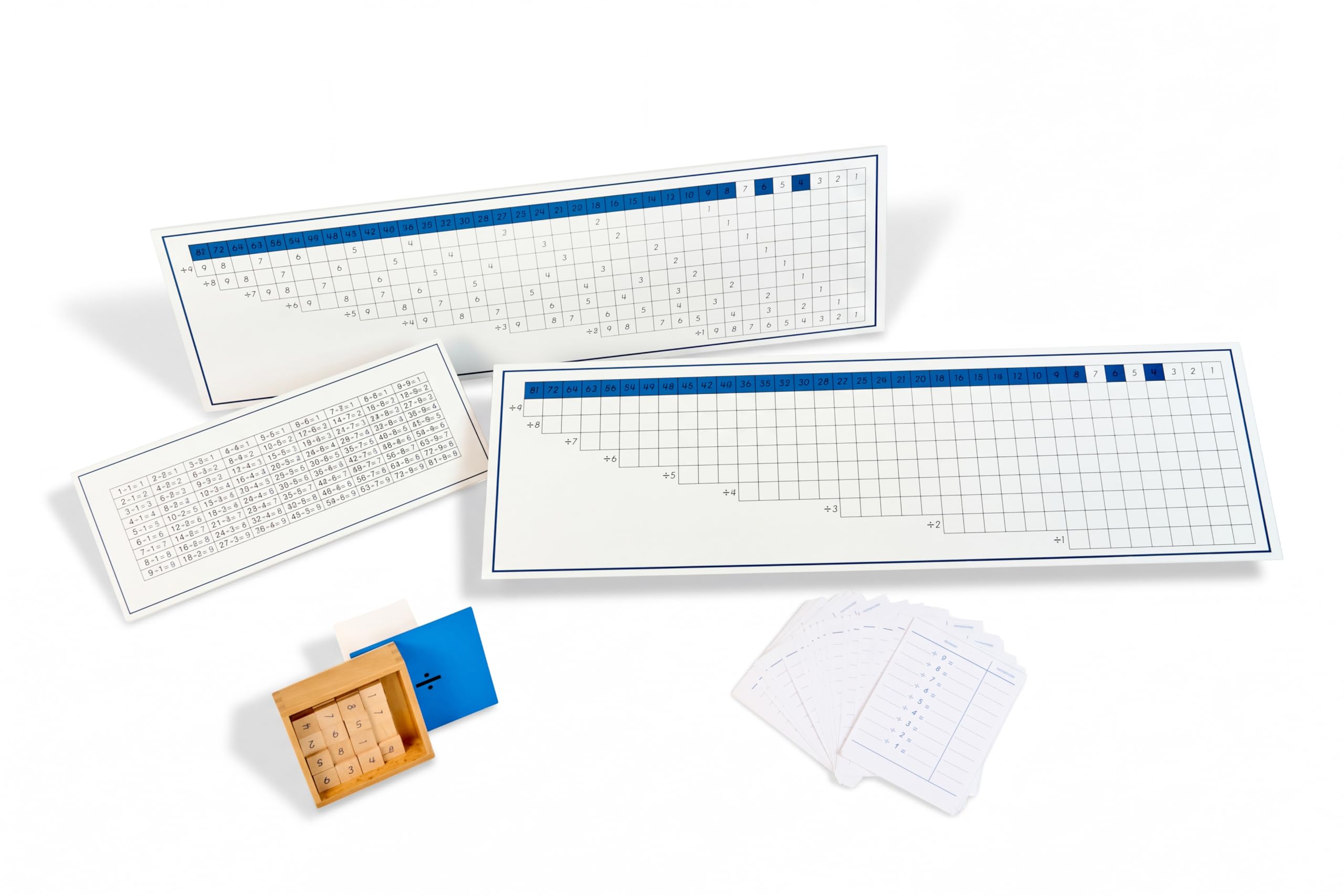 Montessori materiały matematyczne – drewniana zabawka edukacyjna do liczb i liczb, przedszkola i szkoły podstawowej, domowej i klasy od 3 lat (tablice dywizyjne Montessori)