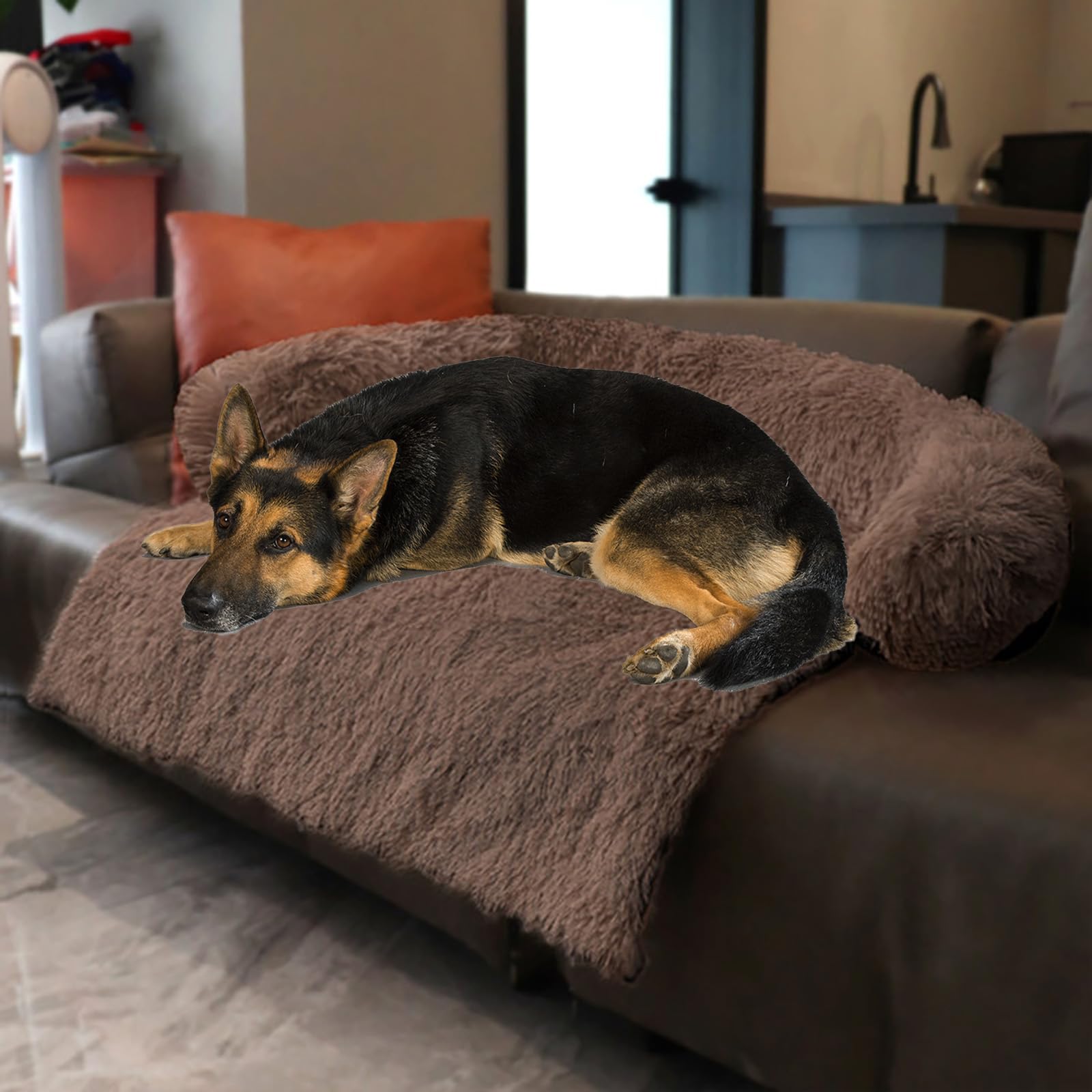 Dogs/Cats Bed Mats, Couch Cover for Dogs, Sofa Style Luxurious Mat for Pets, Waterproof Lining and Nonskid Bottom Perfect on Dog Crate, Cat Cage or in The Car. (Desert Brown, XXL)