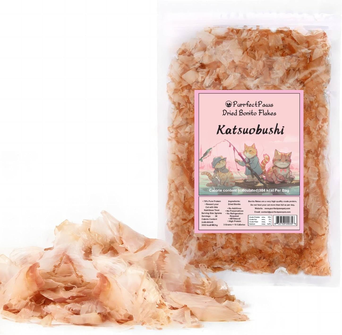 Purrfectpaws Purrfect Paws Premium Dried Bonito Flakes: Delicious Treats for Dogs & Cats - All Natural and High Protein - 4Oz Bag