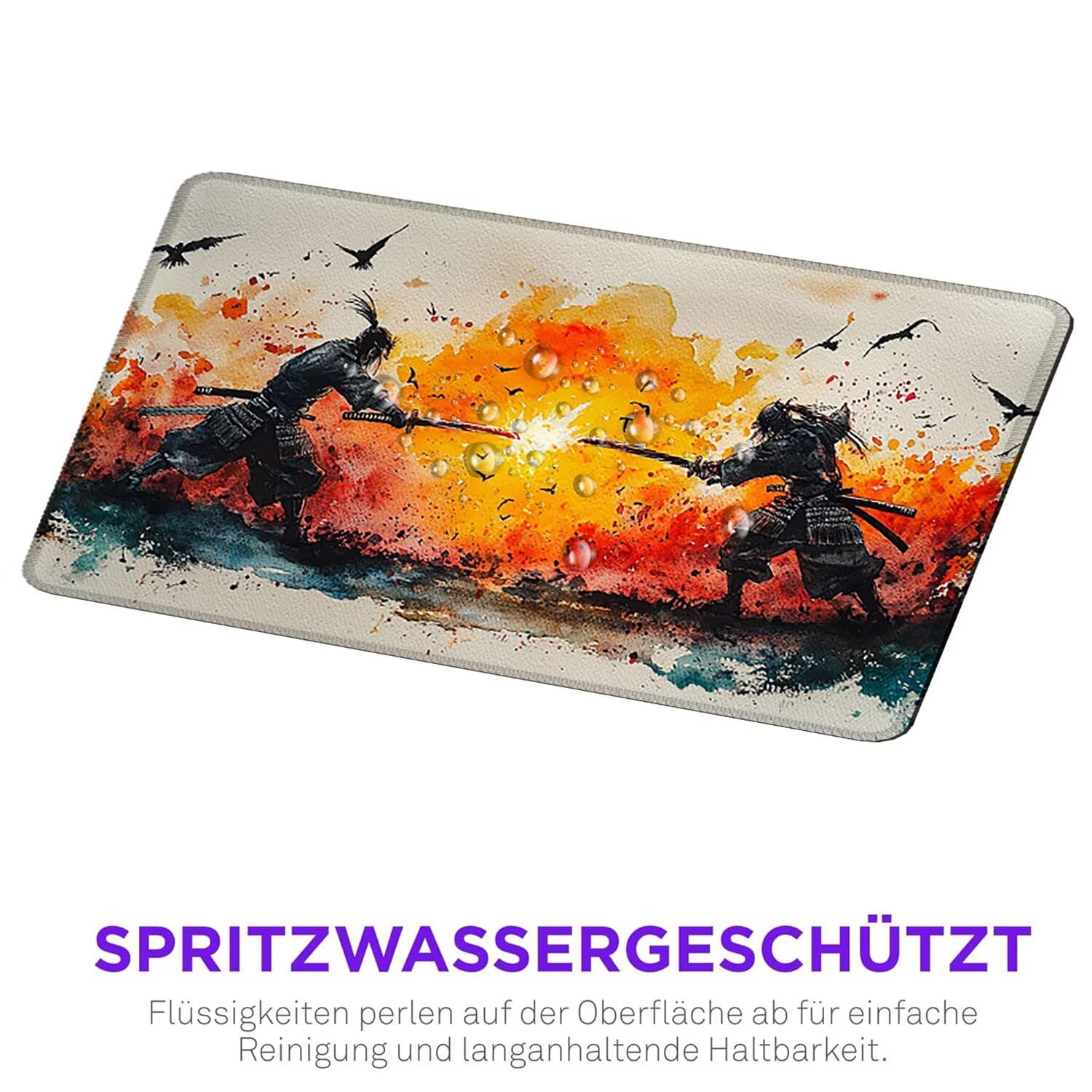 Podkładka pod mysz XXL 1200 x 600 mm duża podkładka pod mysz do gier, wodoodporne i antypoślizgowe gumowe podkładki, podkładka pod mysz z wszytymi krawędziami (japońscy samurajowie) x-782