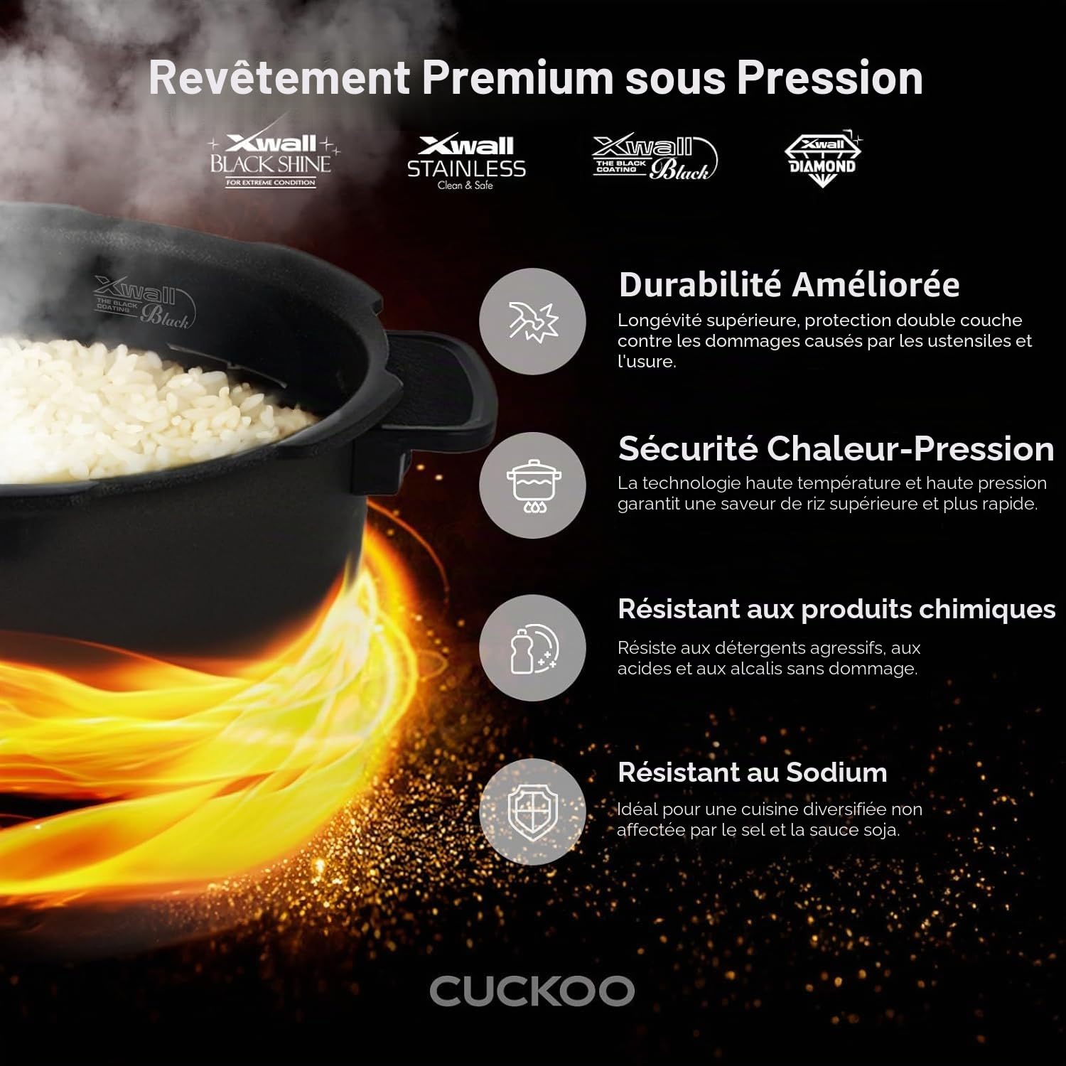 CUCKOO CRP-ST0609FW Cuiseur à riz et chauffe-riz pour 6 tasses (non cuites) / 12 tasses (cuites) Cuiseur à riz et chauffe-riz double pression avec revêtement anti-adhésif, 16 options de menu, 3 guides
