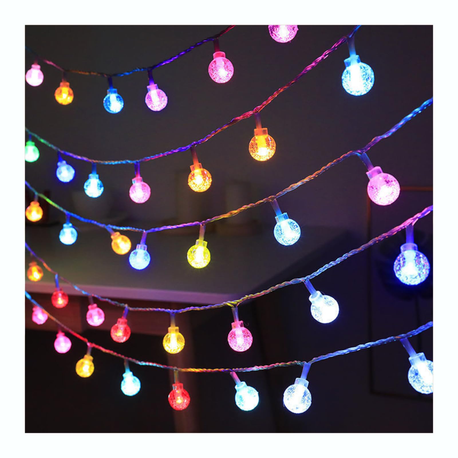 Catena Luminosa Per Decor Natalizie|Lampada Ambientale A LED In Filo Di Rame|Luci Natalizie Creative Per Il Patio Della Festa In Casa,Globo (colorato),6m(19.6 piedi)-40LED-Batteria
