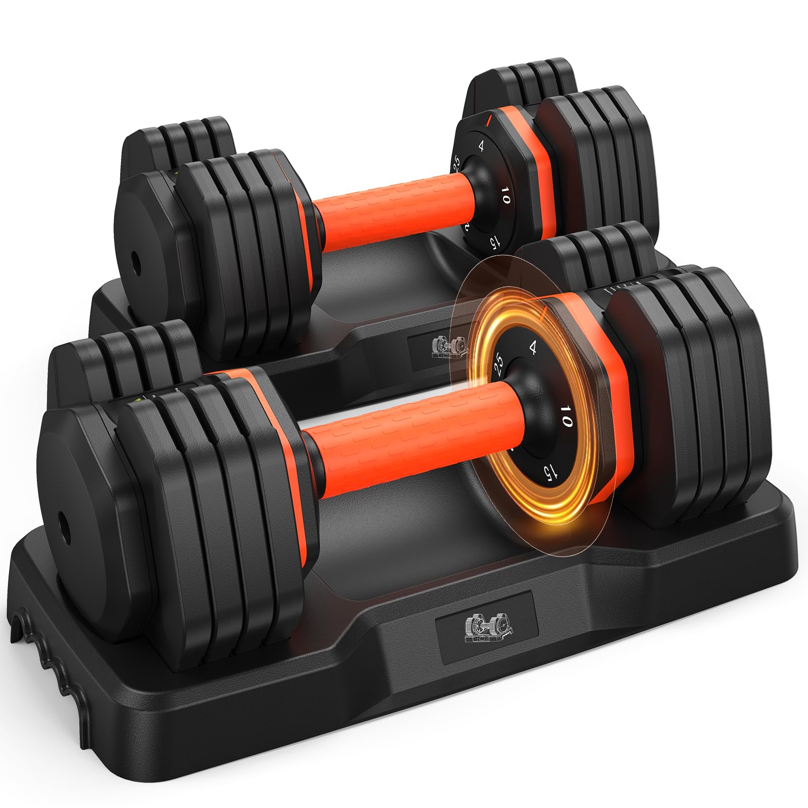2026 Updated Adjustable Dumbbell Set of 2, 110lbs/50lbs Weights Dumbbell Set with Storage Box, 25lbs/55lbs Adjustable Weights with Anti-slip Silicone Grip, Weight Set For Home Gym Suit both Men and Women 25LBS Pair (Total 50LBS)
