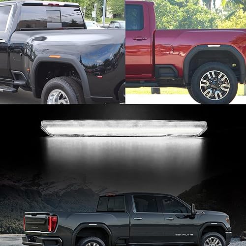 Miniatura 6 de NSLUMO Luces de posición laterales LED de repuesto para GMC Sierra 2500HD 3500HD 3500HD 2020 2021 2022 Pickup blanco marcadores laterales delanteros