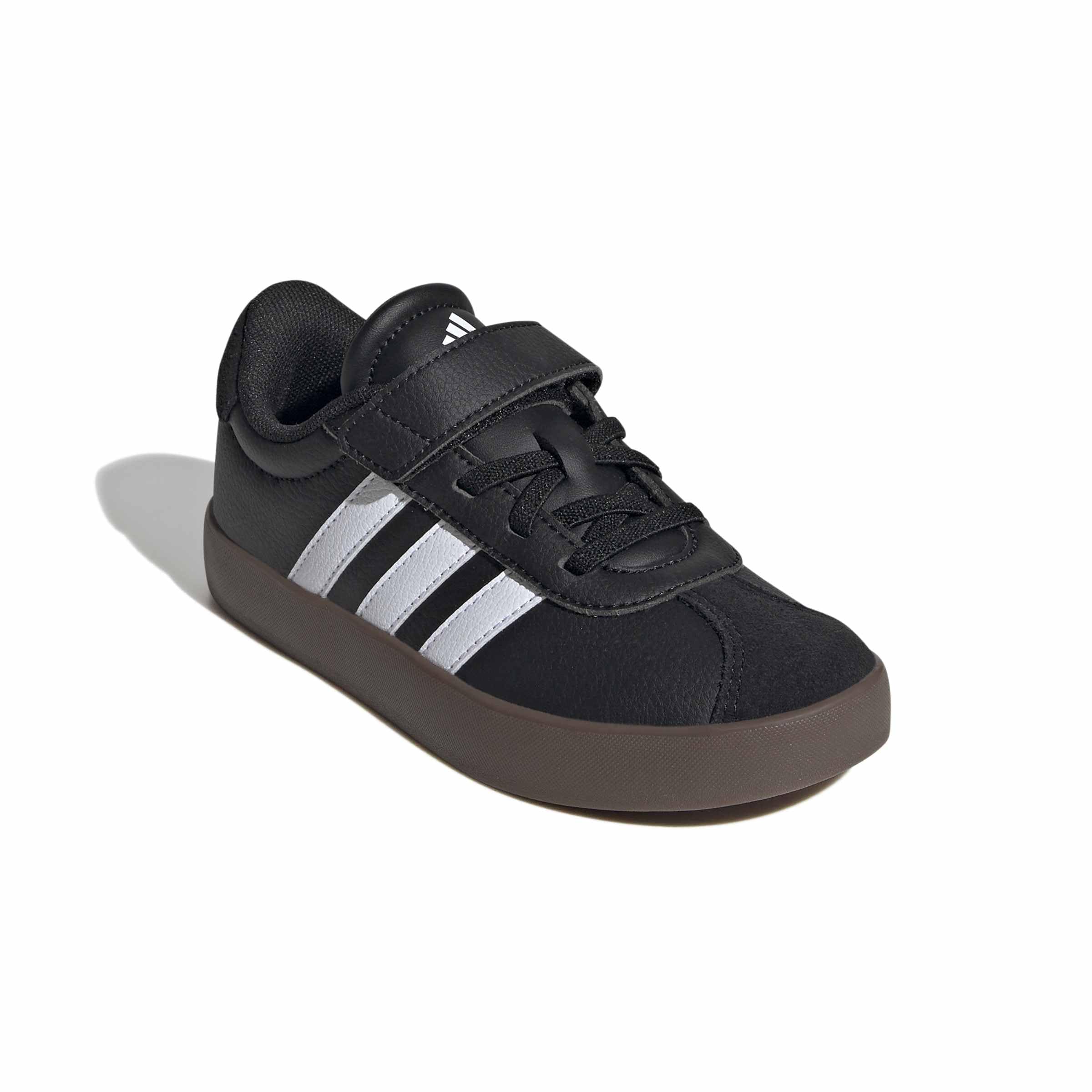 adidas VL Court 3.0 - Sneakers unisex per bambini con lacci elastici, Nero/Bianco/Nero, 12.5 Little Kid