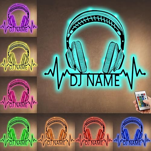 Miniatura 9 de Letrero de neón personalizado para reproductor de DJ, nombre personalizado, auriculares de DJ Disc Jockey, letrero de luz LED de metal, lámpara