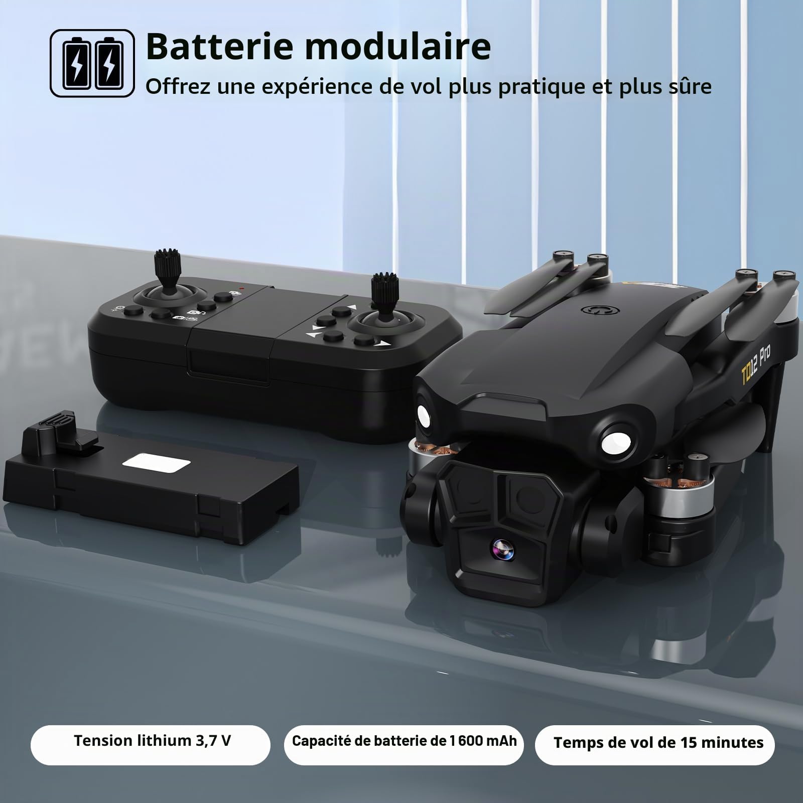 Toladrone TD12PRO Drone avec Caméra 1080P, Drones pour Adultes, Réglage Motorisé à 90°, Résistance au Vent de Niveau 3, Contrôle via Application, Quadricoptère Pliable pour Débutants