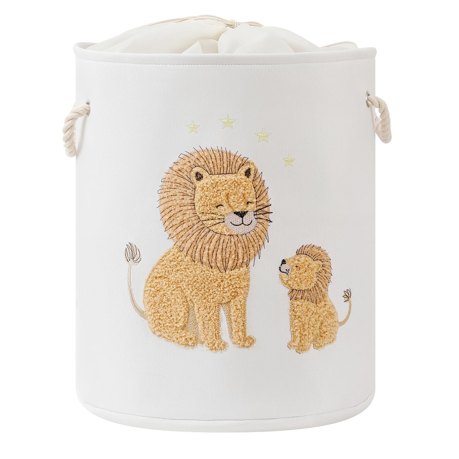 Kids Laundry Basket Baby Hamper for Nursery, Canvas 58L Large Dirty Clothes Hampers with Drawstring Closure, Jungle Theme Baby Basket, Animal Baskets Toy Laundry Hamper, Safari Nursery Decor, Lion