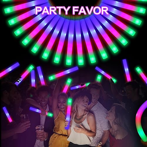 Miniatura 7 de GalaGalore 100 unidades de varillas de espuma de 18.5 pulgadas a granel, 3 modos de colores intermitentes de espuma LED que brillan en la oscuridad,