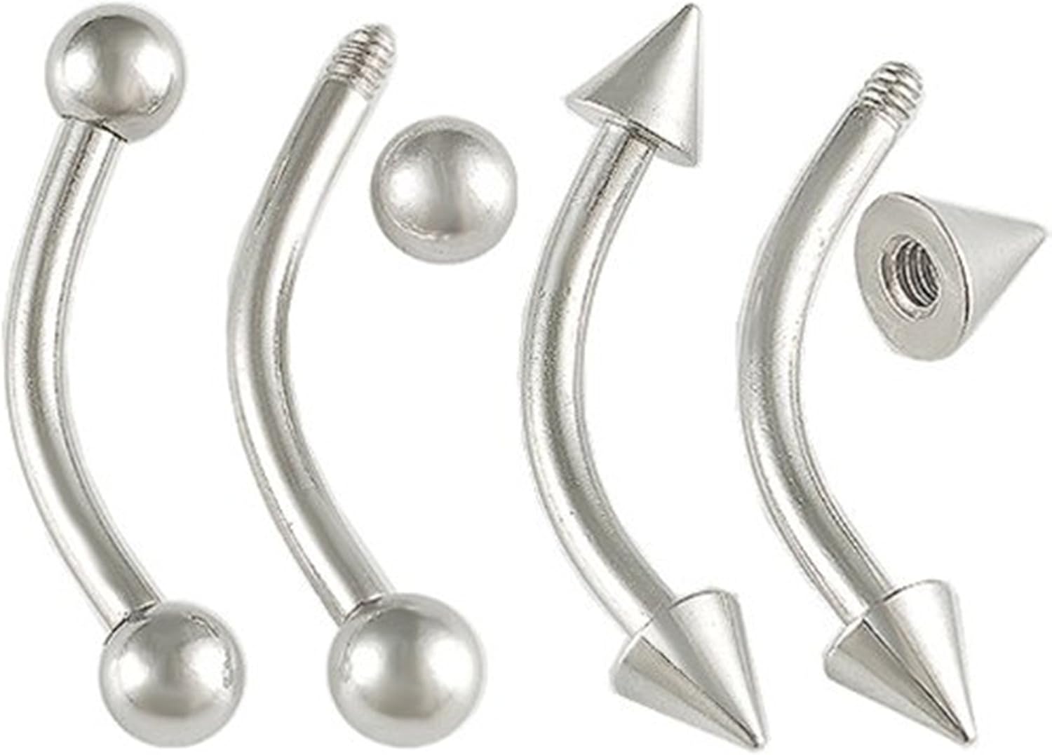 curved barbell jewelry eyebrow ring set ear lobe 16g gauge