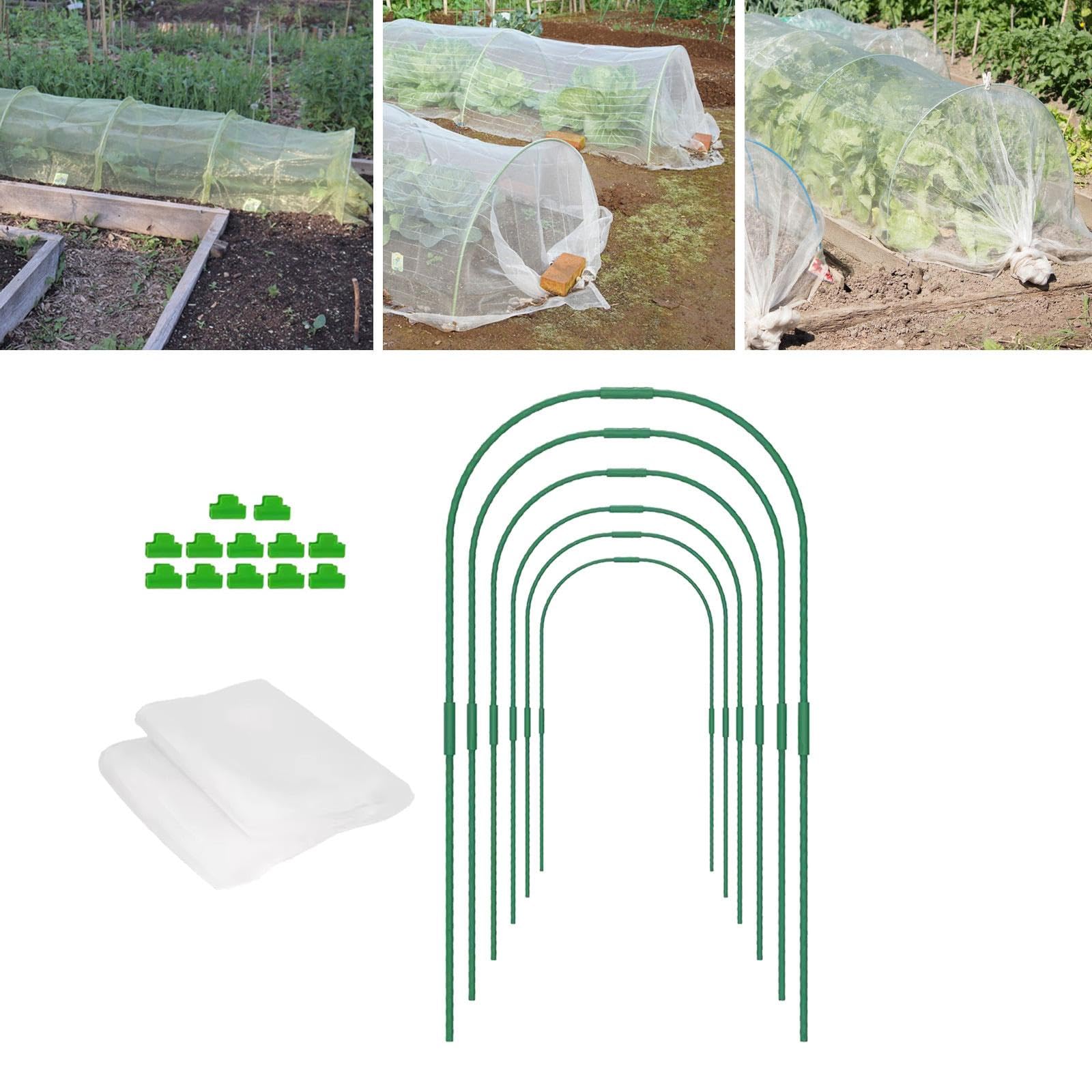 Invernadero para Plantas Kit de Marco para Camas Elevadas con Clips Apoyo de Acero Manganeso Práctico Y Adecuado para Huertos Jar, con Red