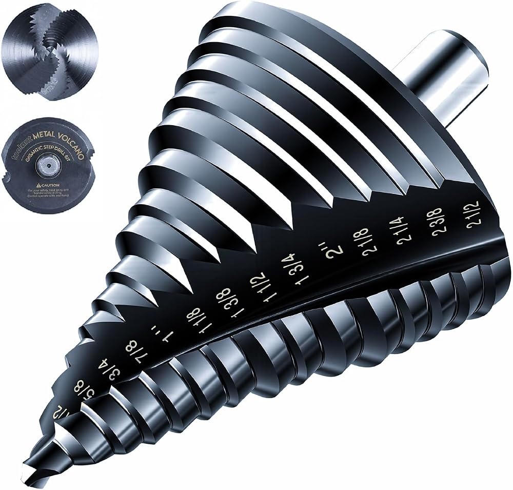 toolant Large Diameter Step Drill Bit, 1/4"-2-1/2", TiAlN, 1/2" Shank — 사진 1