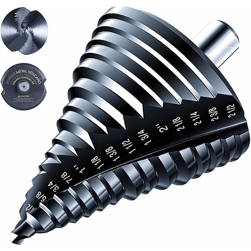 toolant Gigantic Step Drill Bit(Pro), 1/4" - 2-1/2"(15 Step Size), 1/2" Shank Unibit Step Drill Bit for Metal, Aluminum, Plastic