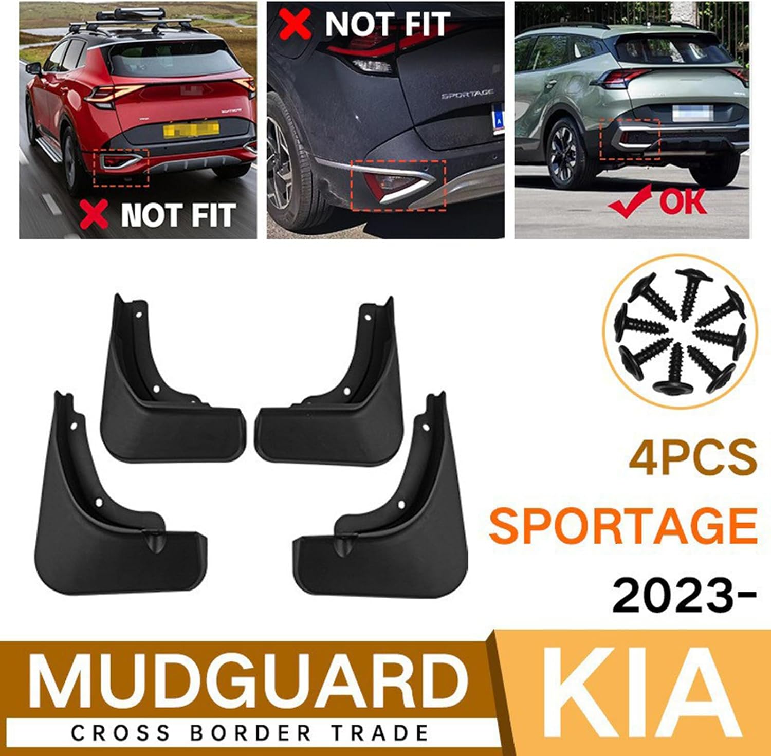 Car Mud Flaps Mudguard for KIA Sportage 2023-2024 Front and Rear Mudflaps Splash Guards Heavy Duty Flares 4-PC Auto Accessories,Send 1 Car Wash Towel