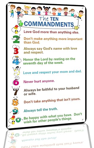 The Ten Commandments Chart Wall Decor Aluminum Metal Tin Sign,Religious