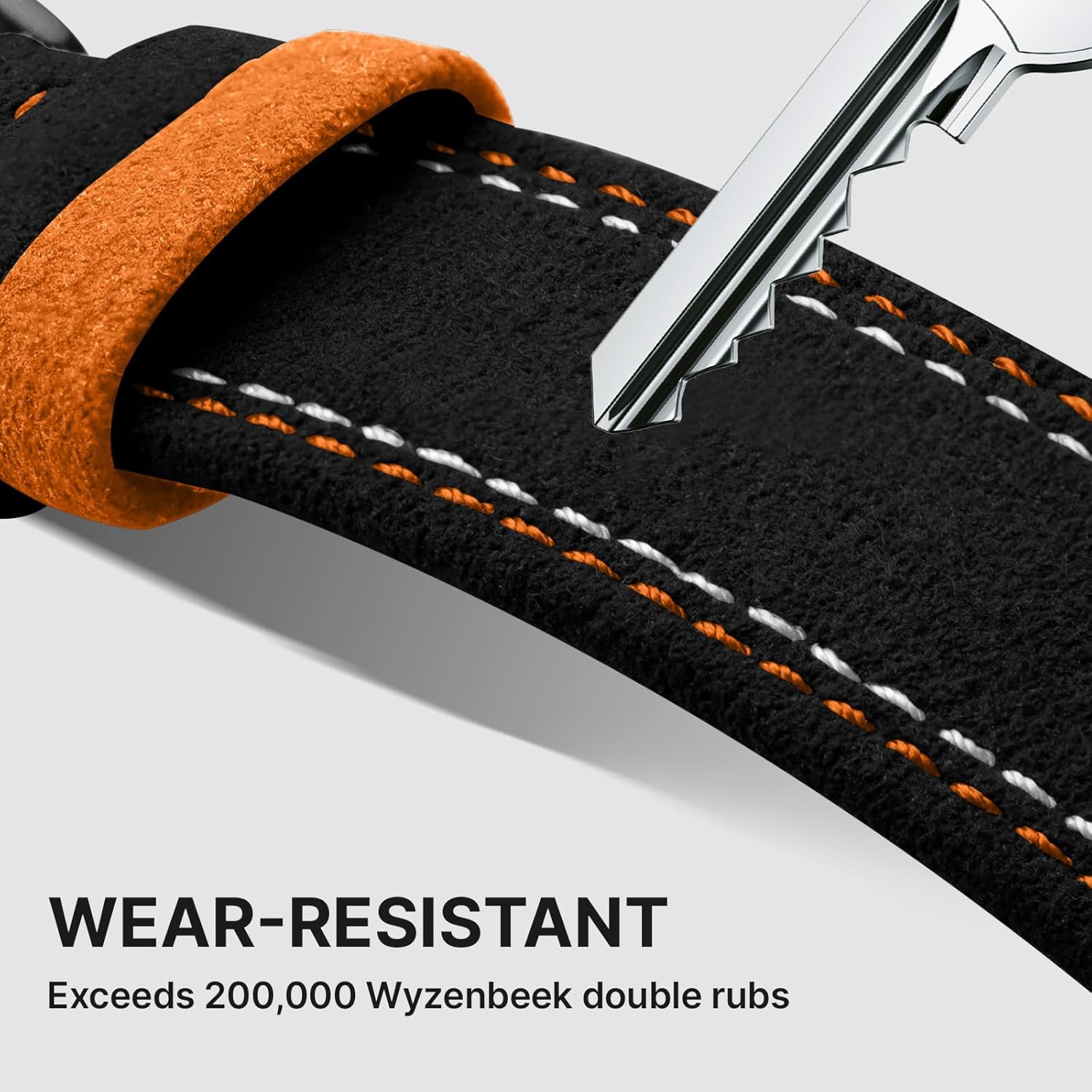Bandletic Compatible with Apple Watch Ultra 3 2 1 Band 49mm for Men, Suede Leather Bands Breathable Replacement Strap for iWatch Series 11 10 (46mm), 9 8 7 (45mm), SE3 SE2 SE 6 5 4(44mm), Black/Orange