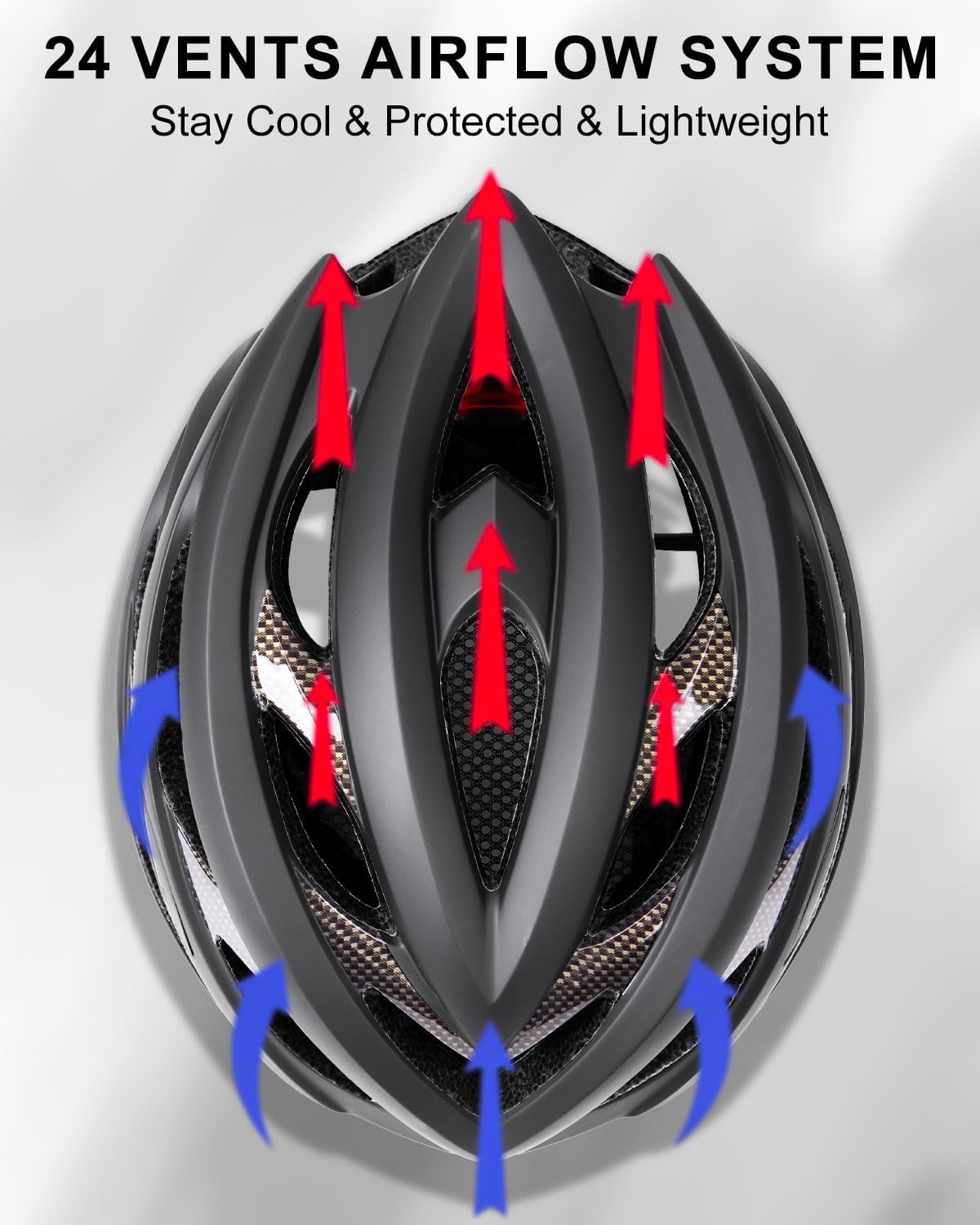 KINGBIKE Bike Helmet for Adult Men Women Youth Road Commute Mountain Cycling Helmets with USB Rechargeable Light Replaceable Padding and Visors Lightweight 20.4-23.6in