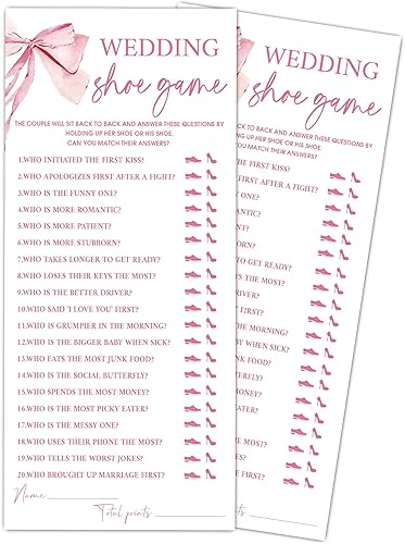 Miniatura 11 de Juegos de boda con lazo rosa, He Said She Said - Juegos de boda para 25 invitados, tarjetas de fiesta de compromiso, suministros de compromiso y