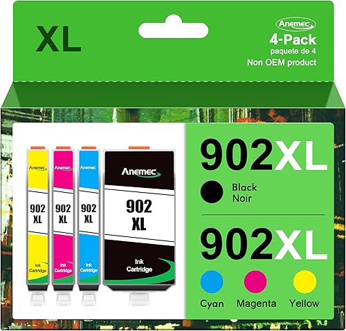 Cartucho de tinta compatible 902XL para HP 902 XL  Funciona con impresoras HP Officejet Pro 6978 6960 6962 6968 6954 6958 6950 6951 6970 negro cian