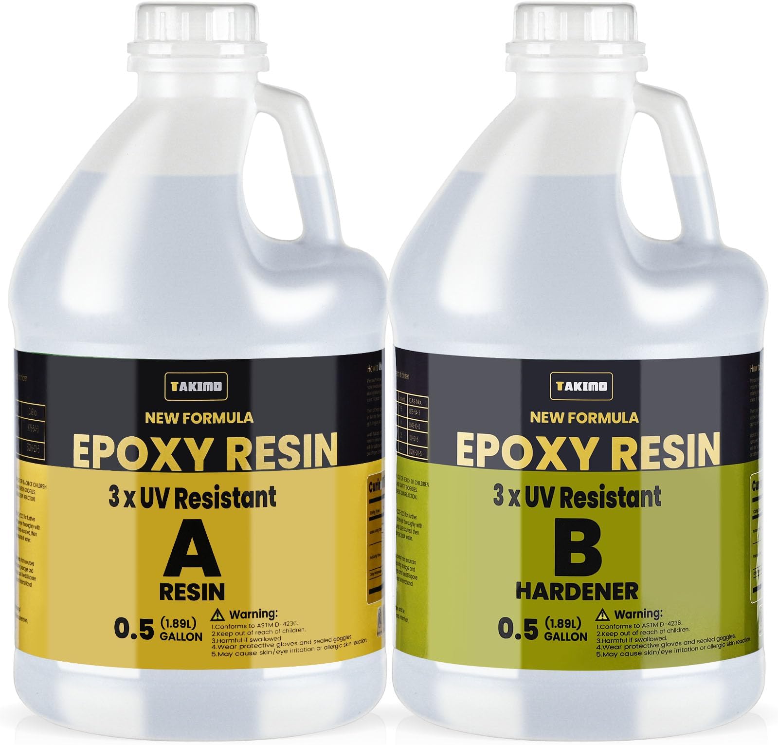 TAKIMO 1 Gallon 3× UV Resistant Epoxy Resin Kit - Ultra Clear Non-Yellowing Formula for Art & Furniture - High Gloss Table Top & Coating - 1:1 Ratio, 128oz