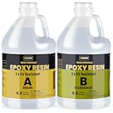 TAKIMO 1 Gallon 3×UV Resistant Resin Kit&comma;No Bubble & Crystal Clear Epoxy Resin for Coating&comma; Casting&comma; Table Top&comma;DIY&comma; Bar Top&comma; River Tables&comma; Resin Art&comma; Wood with High Gloss Finish