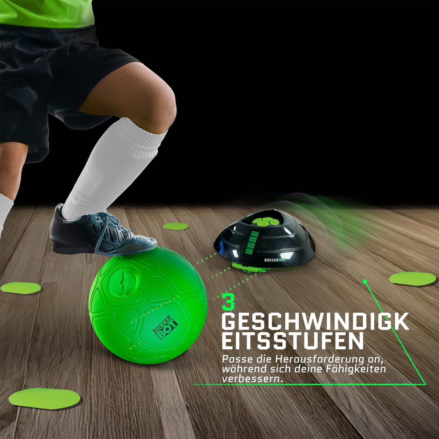 Smart Ball 1001CB Soccer BOT Indoor Football Trainer, Negro, Talla Única
