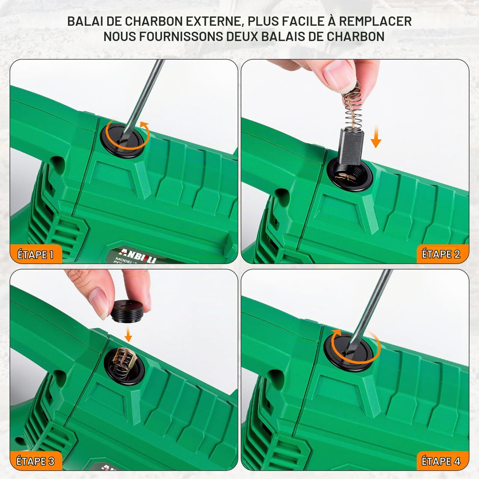 Anbull Vibreur à béton 1600W 2m 5000 tr/min 35 mm Avec poignée
