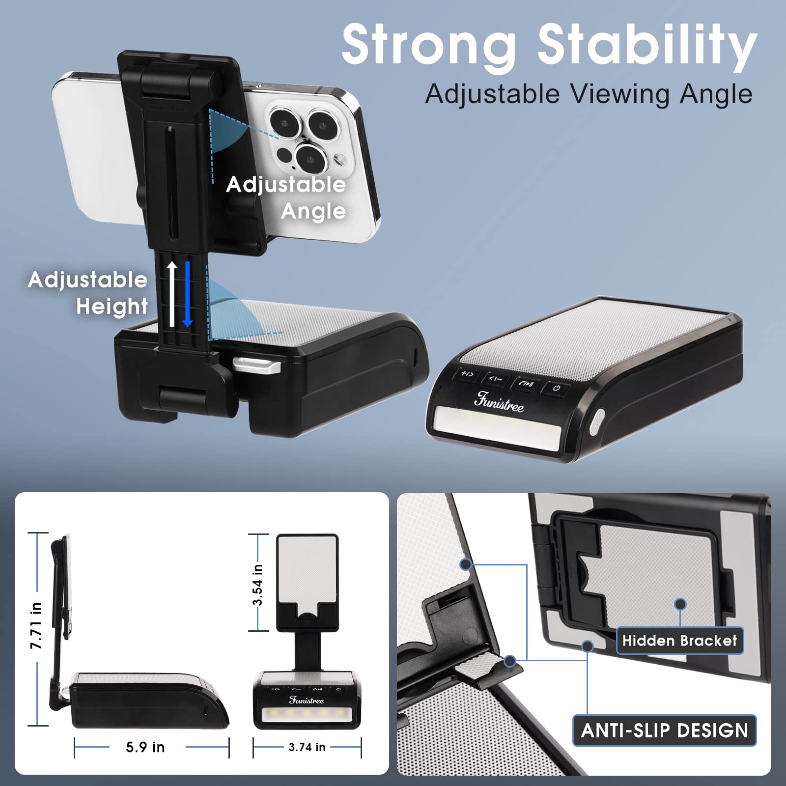 Gifts for Men Women Dad, Funistree Cell Phone Stand with Wireless Bluetooth Speaker, Gifts for Dad Fathers Day from Son Daughter, Cool Anniversary Birthday Gifts for Him Husband Boyfriend Tech Gadgets