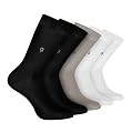 FOOTPRINTS Odour Free Organic Cotton & Bamboo Men's Ankle Length Formal Socks|2 Black, 1 Grey & 2 White|Pack Of 5