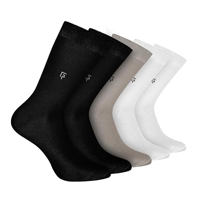 FOOTPRINTS Odour Free Organic Cotton & Bamboo Men's Ankle Length Formal Socks|2 Black, 1 Grey & 2 White|Pack Of 5