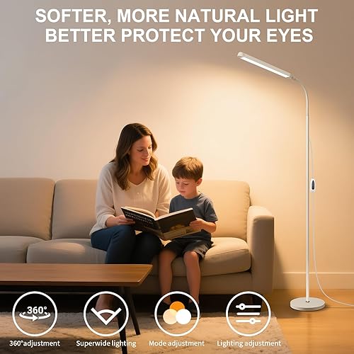 Miniatura 10 de Lámparas de pie LED brillantes con atenuación táctil y remota para extensión de pestañas, tatuaje, manicura, dibujo, maquillaje, sala de estar,