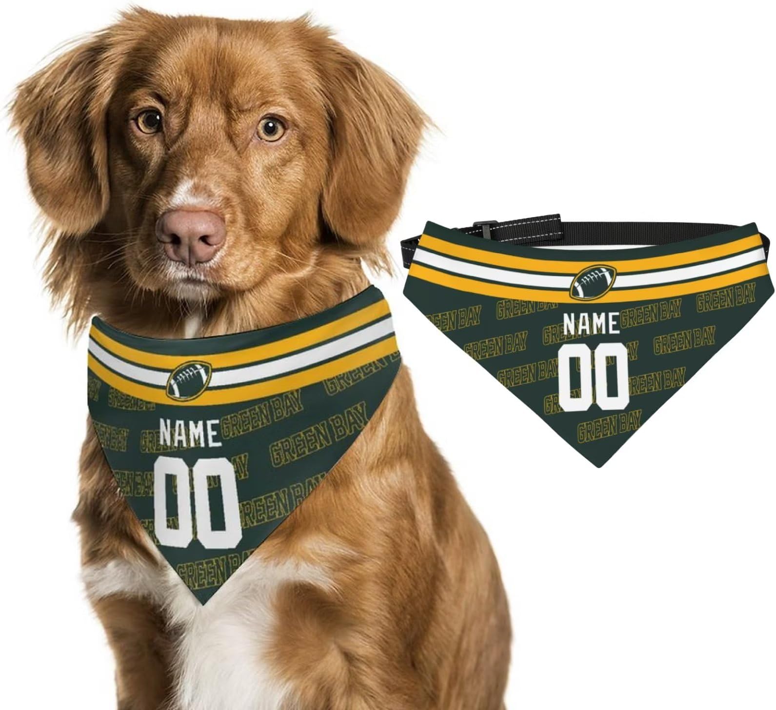 Green Bay Pet Dog Bandana Personalized Dog Bandana Scarf Bib for Pet Cat Dog