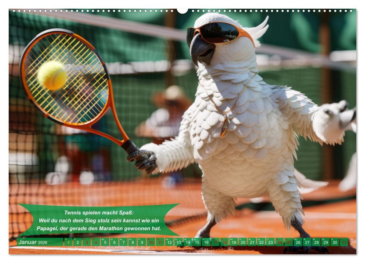 Der tierisch lustige Tennis-Kalender (hochwertiger Premium Wandkalender 2026 DIN A2 quer), Kunstdruck in Hochglanz: Ein Muss für alle Freunde des ... Lächeln beginnen wollen (CALVENDO Sport)