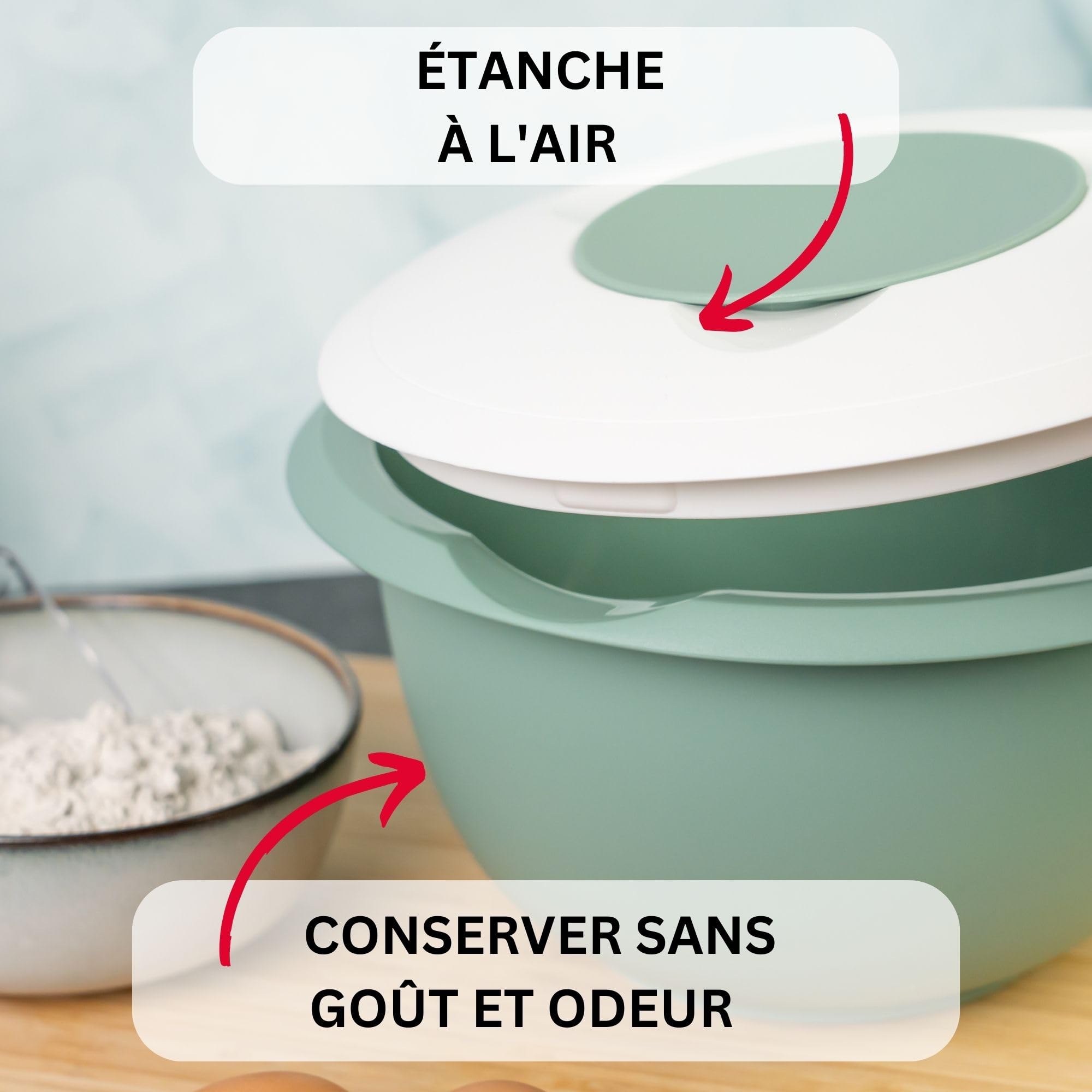 Westmark Bol à Mélanger 2,5 L Avec Couvercle - Verseur Intégré - Plastique Alimentaire Blanc/vert - Fabriqué En Allemagne