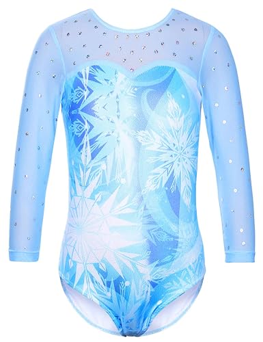 TFJH E Kids 3/4 Sleeve Girls' One Piece Sparkly Gymnastics Leotard Practice Outfits