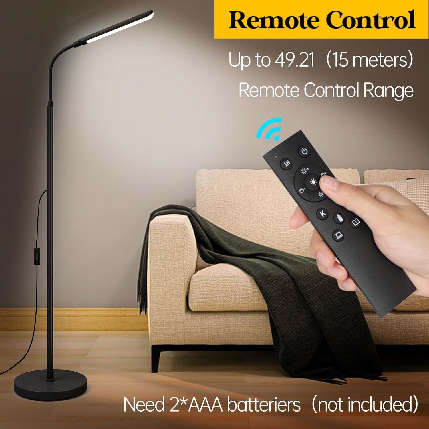 LED Floor Lamp, 18W Super Bright Floor Lamp for Living Room, Adjustable Stepless Colors & Brightness Standing Lamp, Eye Caring Reading Light with Remote - Image 4