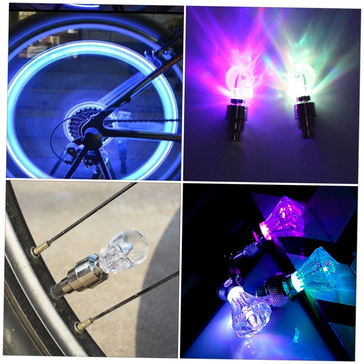 ibasenice Éclairage De Valve De Vélo Éclairage De Roue Éclairage De Roue Lampe À Rayons De Roue Éclairage De Vélo De Route en Métal