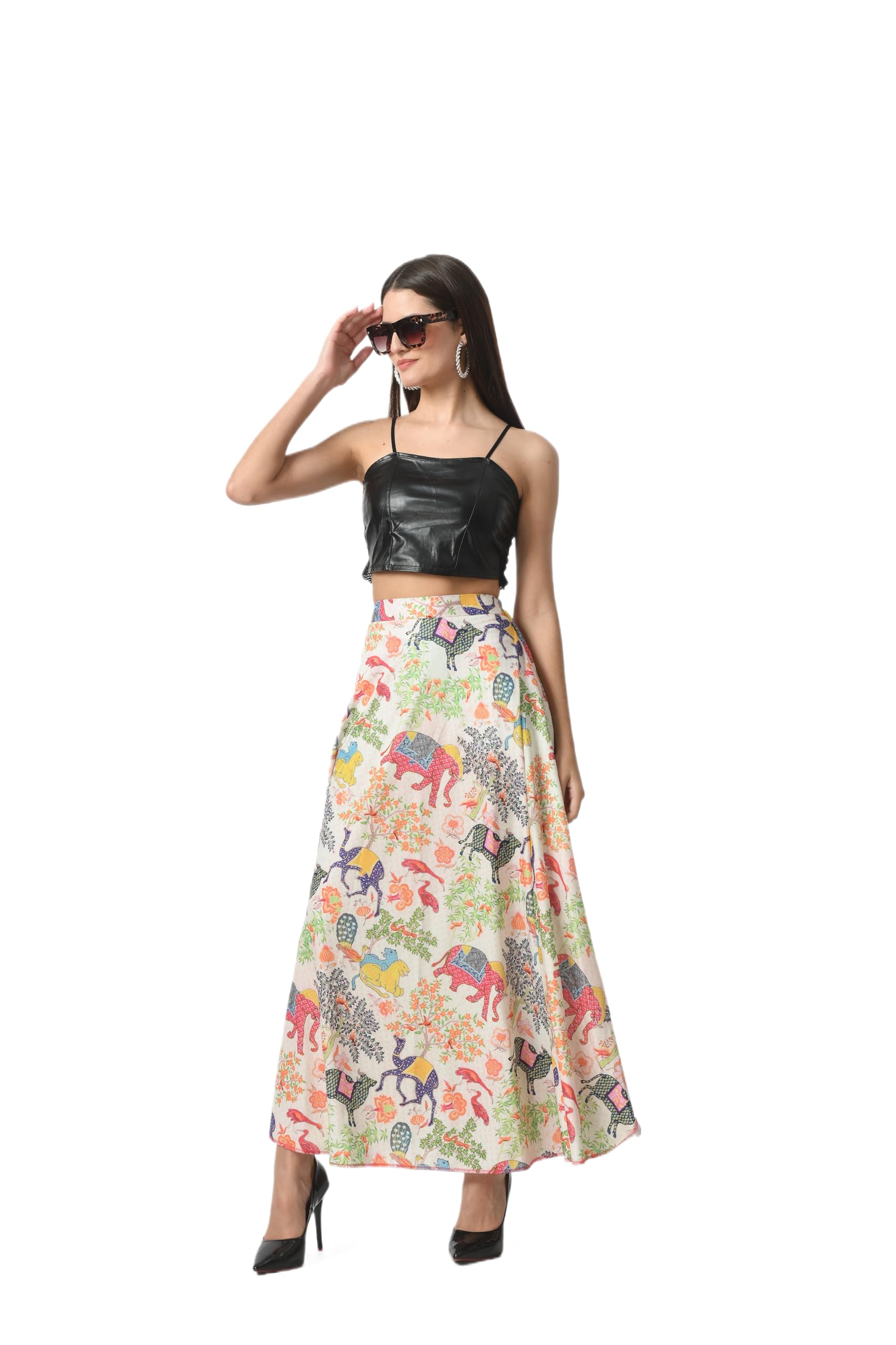 vagisha Printed Designer Full Long Flared Skirt for Women/Girls/Ladies-picture-27