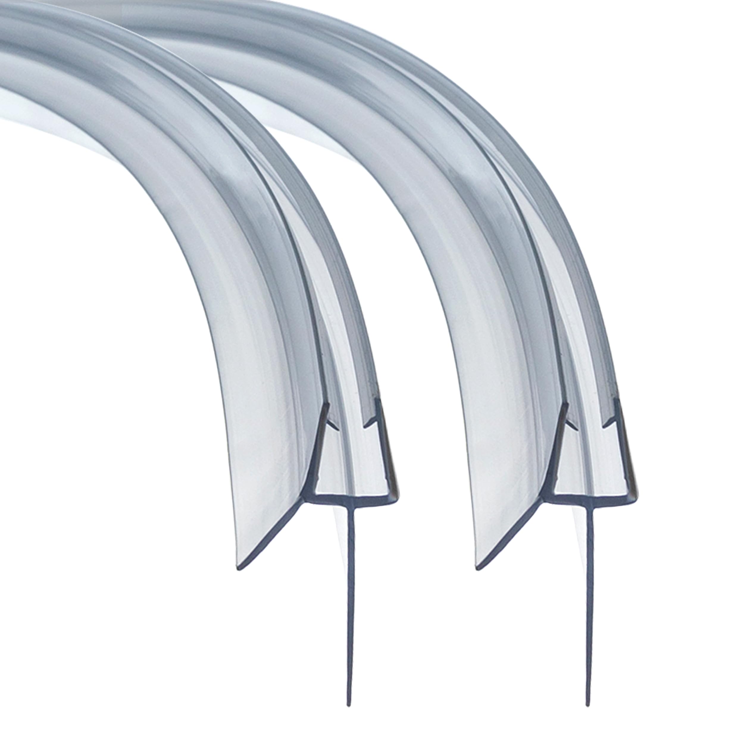 QOROCO Pre Curved Shower Door Seal Strip 2Pcs 90 cm for 6-8mm Curved Glass Covers up to 20mm Gap Shower Screen Seal Strip Replacement Pre