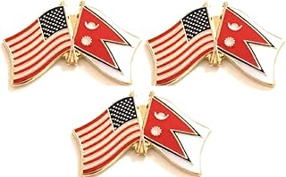 3 National Country Flag Crossed Enamel Flag Pins Pack of 3 Friendship Double Flags