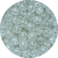 Vista 1 de 100 piezas de cuentas de vidrio craquelado de 8 mm redondas de cristal transparente para manualidades, cuentas espaciadoras de cristal para joyería