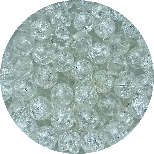 100 cuentas de cristal agrietado redondas de 0.315 pulgadas (0.315 in), espaciadoras de cristal para manualidades, cuentas para hacer joyas,