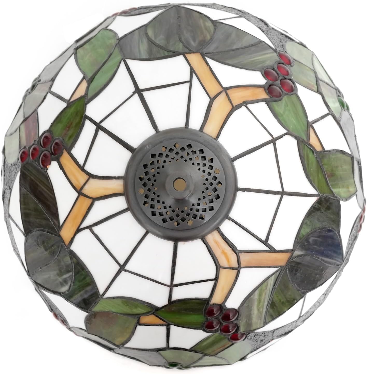 Tiffany Stained Glass Lamp Shade 16 Inch Teal Grapes Ceiling Light Shade Dome Vintage Large Replacement Lampshade for Floor Lamps Table Lamp Pendant Light Home Office Deco