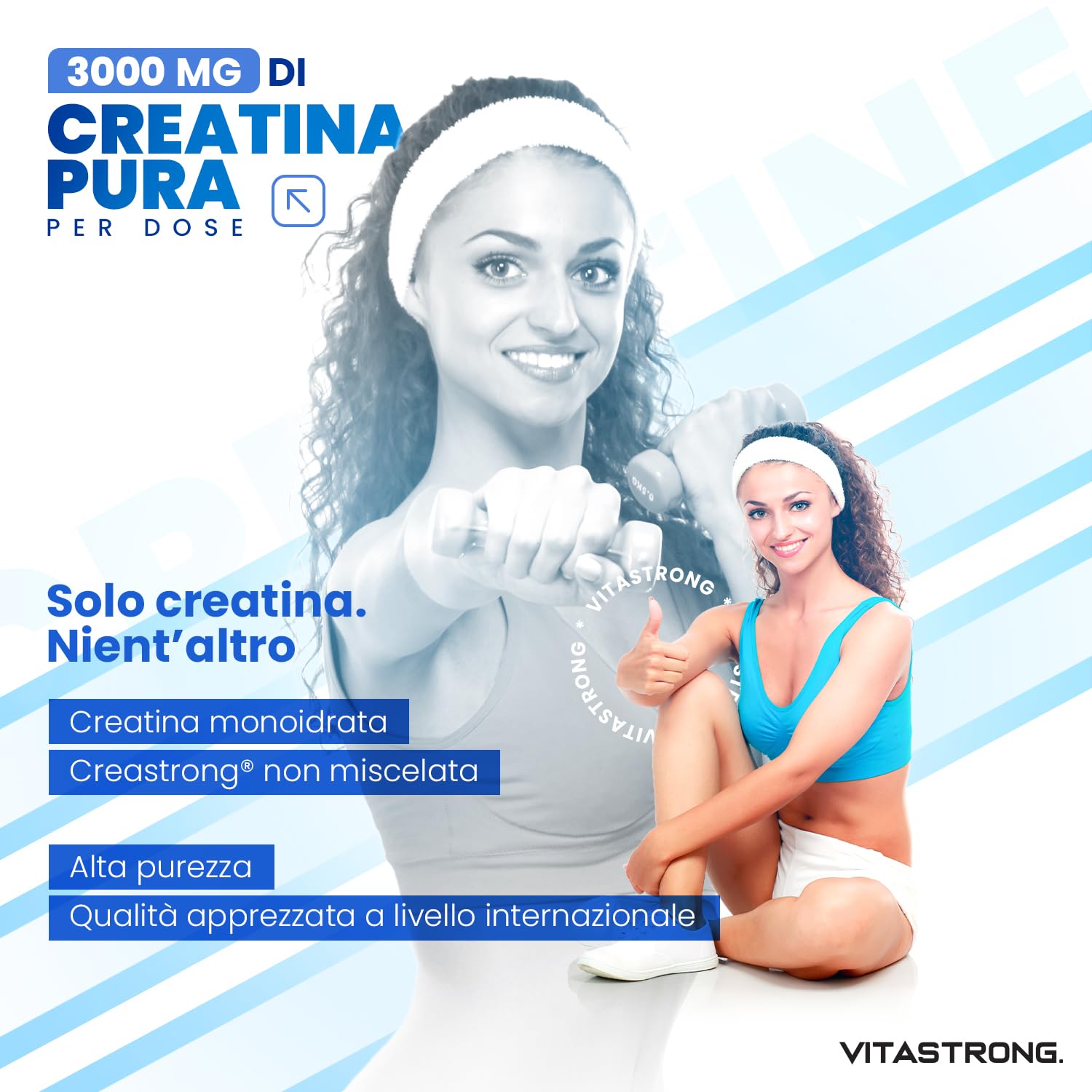 Creatina Monoidrata 3000mg CreaStrong Vegan Pura, Creatina in Polvere Senza Additivi, Pre, Intra, Post Workout, Alternativa a Creatina Capsule e Compresse (250 g (Confezione da 1), Creastrong)