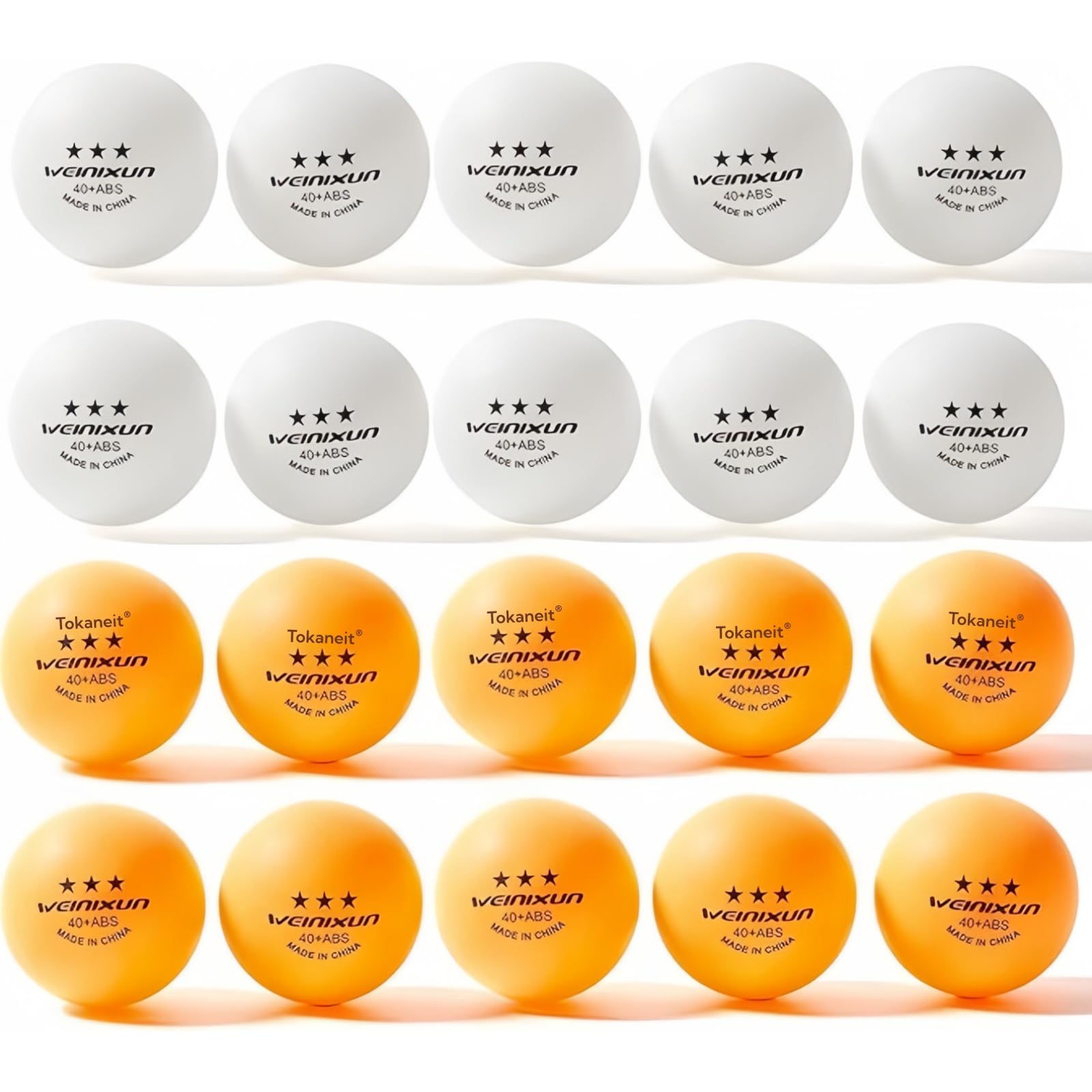 Tokaneit Pelotas de Tenis de Mesa,20 Piezas 3-Star 40mm Pelotas de Ping Pong,Pelotas de Entrenamiento Avanzado para Aficionados,Bolas de Tenis de Mesa,Colores Mezclados,Pelota de Entrenamiento