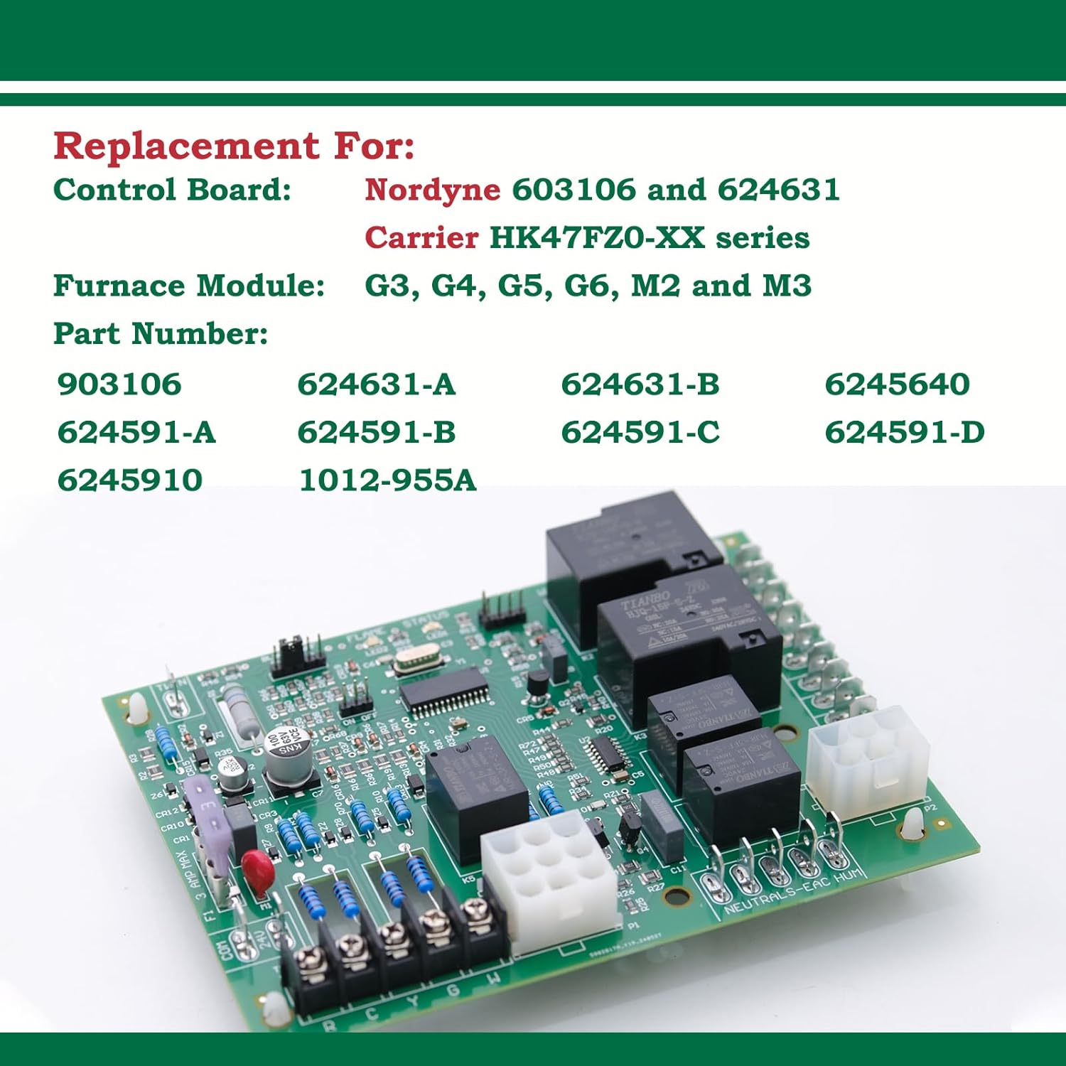 903106 Control Board, Replacement for Updated ICM2805A Furnace Control Board and 624631 Control Boards, Used for G3, G4, G5, G6, M2 and M3 Furnace Modules