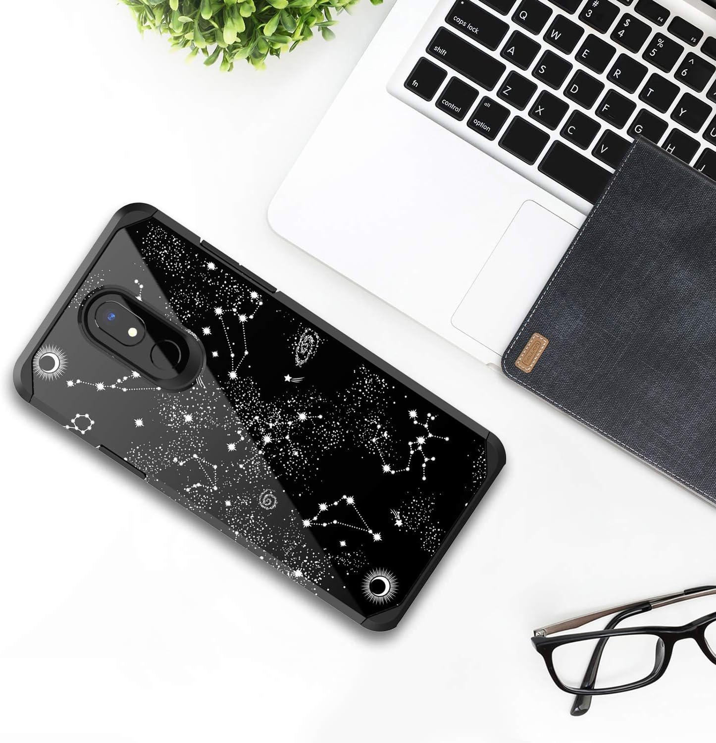 PBRO LG Stylo 5 Case/LG Stylo 5 Plus Case Cute Universe Constellation Case Dual Layer Soft Silicone & Hard Back Cover Heavy Duty PC+TPU Protective Shockproof Case for LG Stylo 5 Case/Black