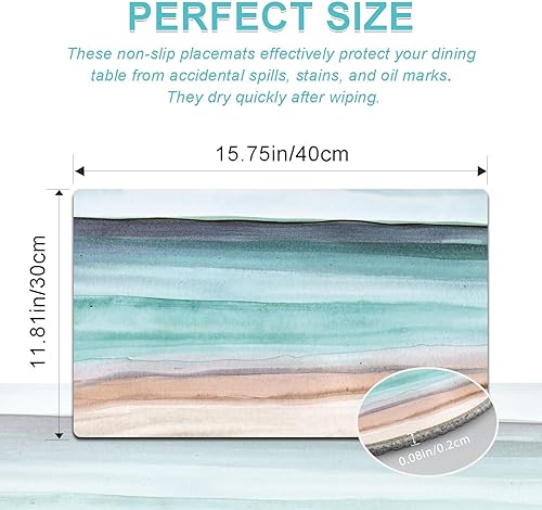 Miniatura 4 de Coastline- Juego de 4 manteles individuales de piel sintética anti calor para mesa de comedor, antideslizantes, impermeables, a prueba de aceite,
