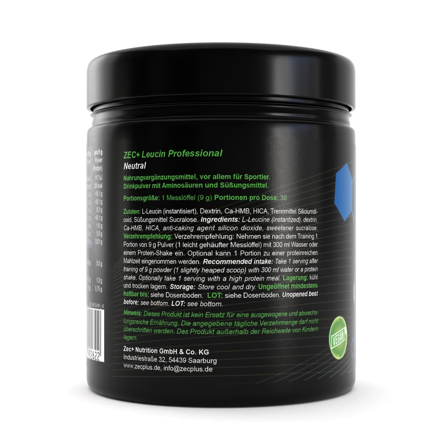 Zec+ Nutrition LEUCIN Professional – 270 g, Geschmack Neutral