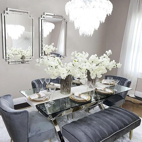 Miniatura 4 de Autdot Espejo de sala de estar para decoración de pared, espejo decorativo con marco de vidrio biselado, espejo de acento moderno para comedor,